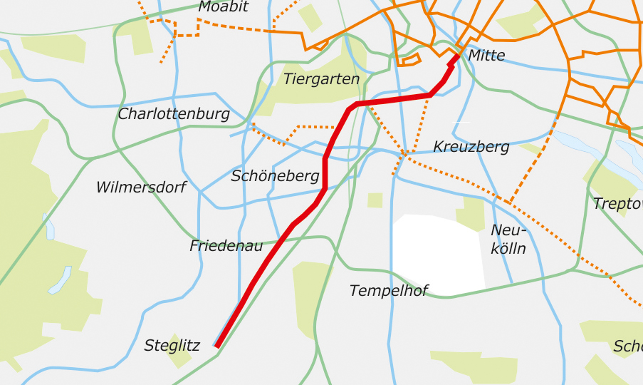 Tram-Ausbaustrecke 1: Alexanderplatz-Steglitz